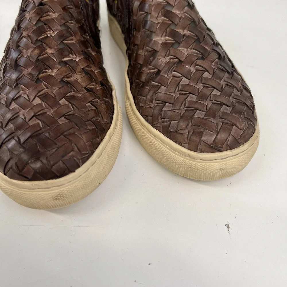 Donald J‎ Pliner Karter-WZ Shoes Mens Size 10 Brown Woven Leather Slip On Casual